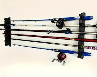 Wall Mounted Fishing Rod Rack: Horizontal 6-Rod Storage (2pcs)