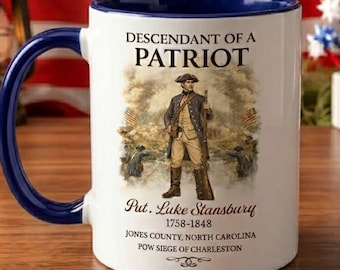 Personalized Patriot Descendant America 250 Mug ,Patriotic America Ceramic Mug, Historic American Heritage Gift,Retro 90s History Mug
