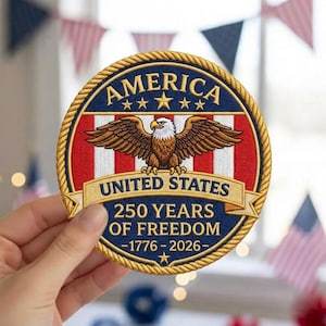 America 250th Anniversary Embroidered Patch, USA 1776–2026 Eagle Patch, Iron On Sew On Velcro Patch, Logo Patch