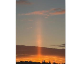 Lienzo de pilar de sol invernal / Arte mural con fenómeno de luz del amanecer