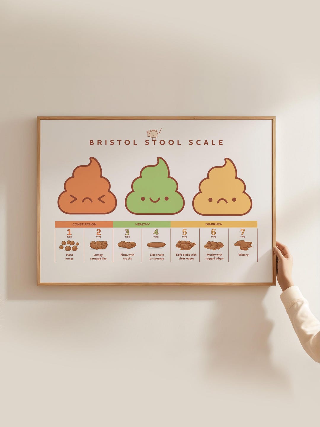 Bristol Stool Scale Poster, Medical Human Anatomy Wall Art, Funny Poop ...