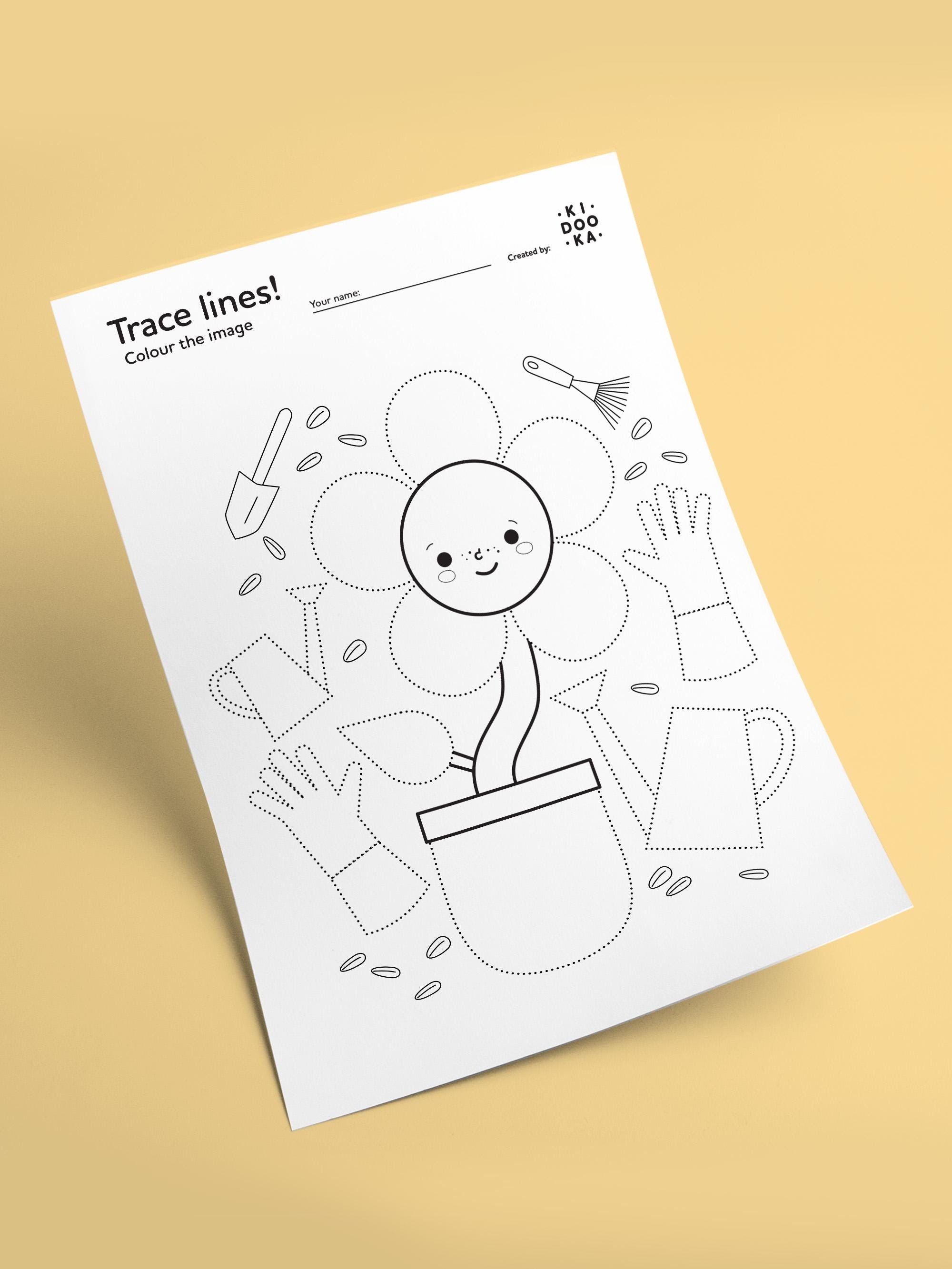 Line Tracing and Colouring Pages for Kids, Line Trace Worksheets, Pre ...
