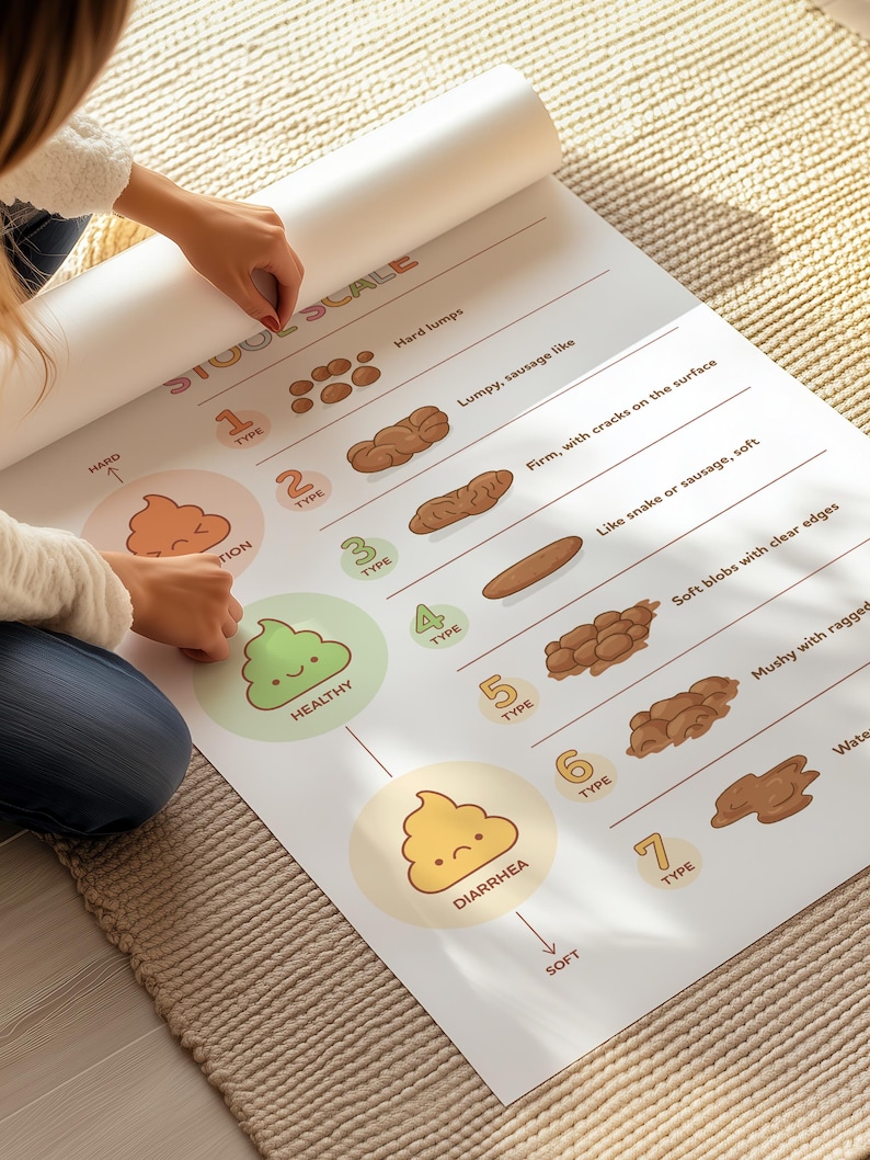 Bristol Stool Scale Poster, Medical Human Anatomy Wall Art, Funny Poop ...