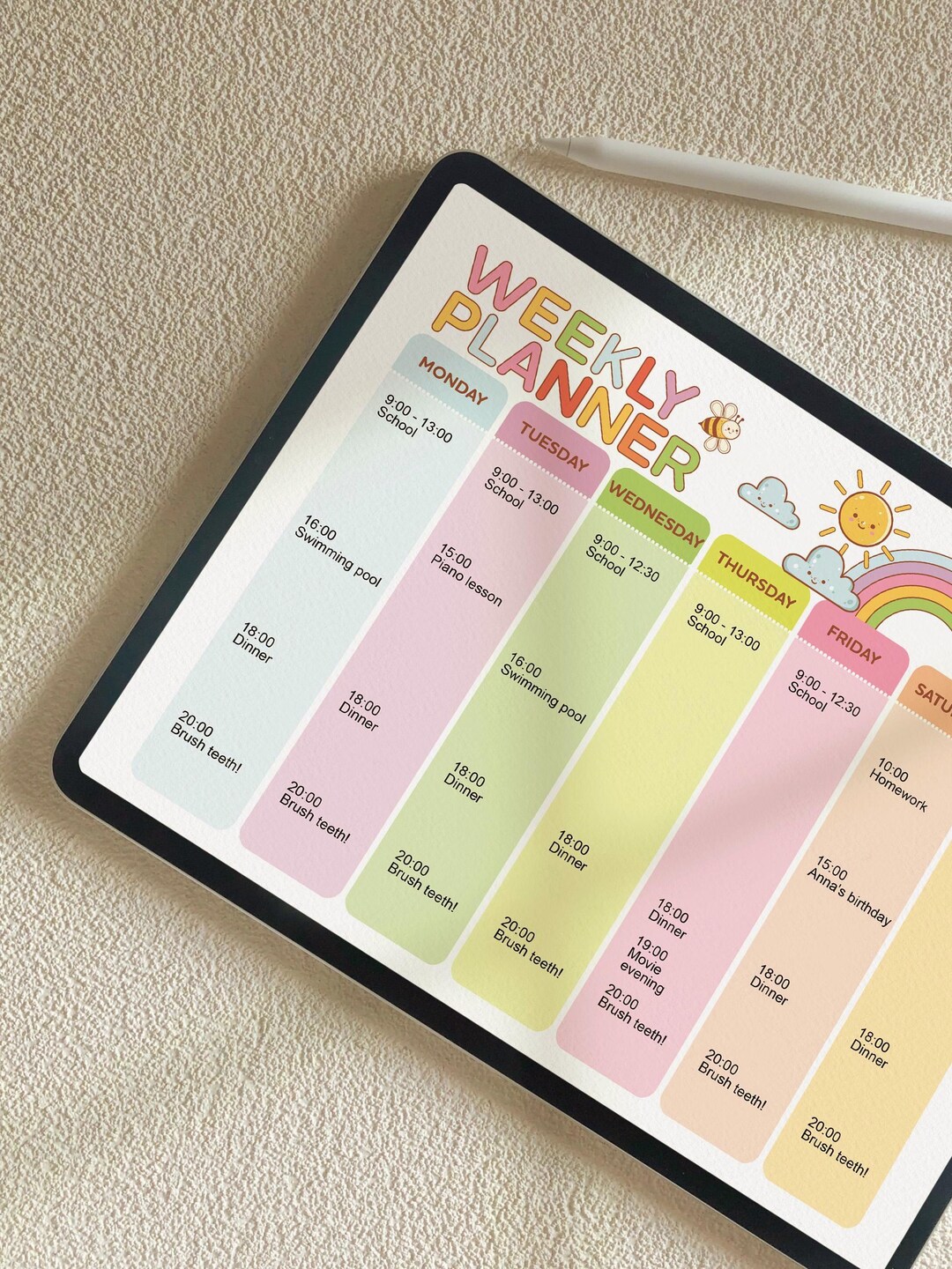 Weekly Routine Planner for Kids, Editable Toddler Homeschool Schedule ...