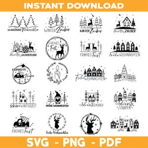 Christmas Plotter File Svg Bundle, Christmas Houses, Weihnachten Svg, Plotterdatei weihnachten Svg, Christmas Svg