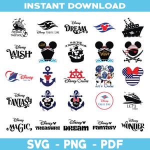 Kreuzfahrt SVG-Bundle, Mickey Cruise PNG Bundle, Kreuzfahrtschiff svg, Maus Kreuzfahrtschiff Namen Logo Bundle -Schatz Fantasy Traum Wunsch Wunder Magie