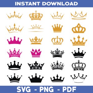 Royal Crown SVG File, King Crown SVG, Queen Crown SVG, Princess Tiara Svg, File For Cricut, For Silhouette, Cut File, Dxf, Png, Svg