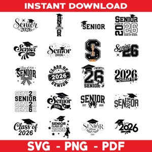 Class of 2026 SVG, Senior 2026 SVG Bundle, 2026 senior svg, senior shirt svg, high school shirt cut file, high school svg, Senior Year