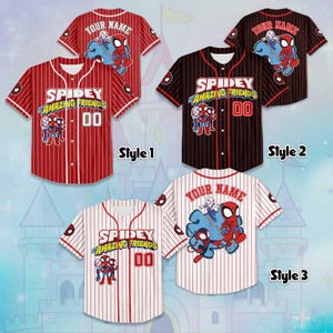 Camiseta de béisbol personalizada de Spidey y sus increíbles amigos, camiseta de Disney de Spidey y sus increíbles amigos, atuendo familiar a juego imagen 2