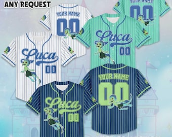 Camiseta de béisbol personalizada de Luca, camiseta de béisbol personalizada de Disney Luca Paguro, camiseta del equipo de béisbol de Disneyland, regalo de cumpleaños