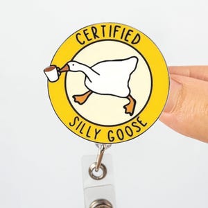 Bobine certifiée pour badge Silly Goose - Clip drôle pour porte-identité d'oie pour infirmières, enseignants, vétérinaires, personnel - Joli cadeau de travail pour les amoureux des animaux et les collègues de travail
