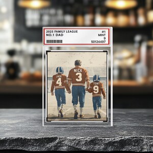 Football n° 1 papa grand-père homme et enfants style carte à collectionner personnalisée bloc acrylique, anniversaire, cadeau de fête des pères pour amateur de football américain