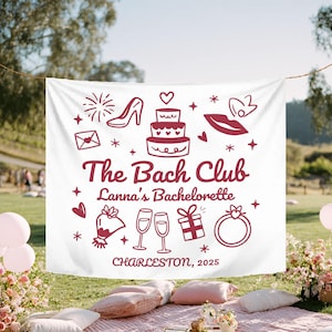 Personalisierte Bachelorette Party Girlande: The Bach Club, Custom Datum & Ort