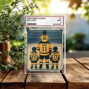 Plaque de bloc acrylique personnalisée pour papa n ° 1, carte à collectionner, cadeau de fête des pères pour amateur de hockey, joueur de hockey, cadeau pour mari de hockey