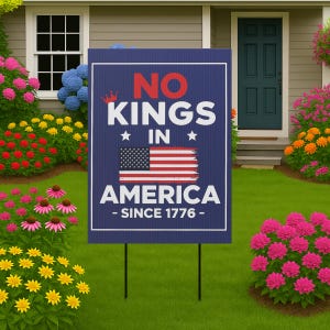 Cartel de protesta "No Kings in America", resistencia anti-Trump, póster de activista político, cartel de manifestación, póster de protesta "Resisten el fascismo"