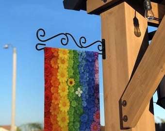 Floral Progressive Pride Flag Garden & House Banner, LGBTQ+ Flag For Home, Beautiful Flower Gay Pride Garden Flag, Pride is Beauty