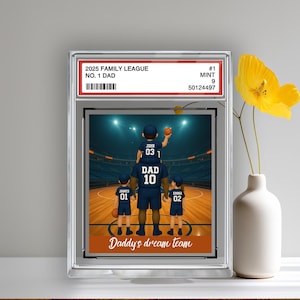 Plaque de bloc acrylique personnalisée pour papa, carte à collectionner de basket-ball n° 1, souvenir de papa sportif, décoration pour papa et enfants, cadeau de fête des pères personnalisé par enfant