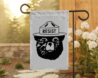 Resist Bear Garden Flag, Protect Our National Parks Yard Banner, I Stand With Federal Employees, Resist Fascism