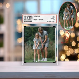 Targa in acrilico personalizzata con carte collezionabili, regalo per la festa del papà per papà e marito, ricordo per papà sportivo