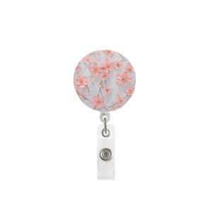 Bobine pour badge fleurs de cerisier, porte-carte d'identité floral, cadeau printanier pour infirmière, accessoire de bureau Sakura, clip pour badge rétractable pour enseignants