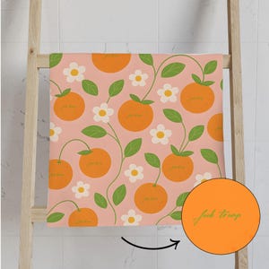 Subtle Trump Is Cute Orange Floral Hand Towel with Pink Background, Fruit Kitchen Decor Accent, Summer Hostess Gift Idea for Farmhouse