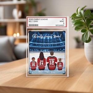 Plaque de bloc acrylique personnalisée pour papa n ° 1, carte à collectionner, cadeau de fête des pères pour amateur de hockey, joueur de hockey, cadeau pour mari de hockey