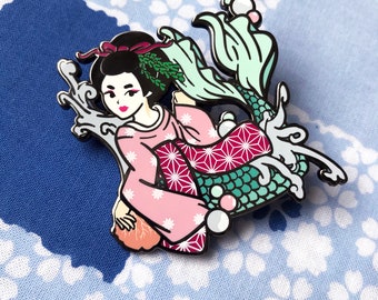 Umi Geisha Mermaid • Japanese Beautiful Dancer Entertaining Mermay Collab  •  Enamel Pin