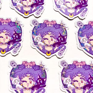 Diana Kitty Companion • Adesivo de vinil holográfico com glitter, anime e mangá dos anos 90