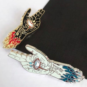 Hände des Zauberers • Goth Magie Wicca Okkult Tattoo Neo-Traditionell • Emaille Pin Set