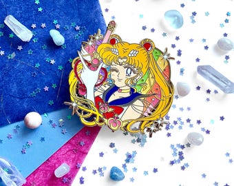Super Sailor Moon • 90s Manga Kawaii Schoolgirl Pretty Guardian Anime Art Nouveau • Enamel Pin