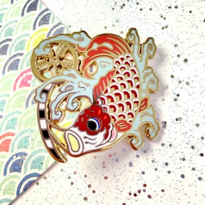 Red Koinobori • Children’s Day Family Kawaii Carp Koi Fish Tattoo Japanese Traditional • Enamel Pin