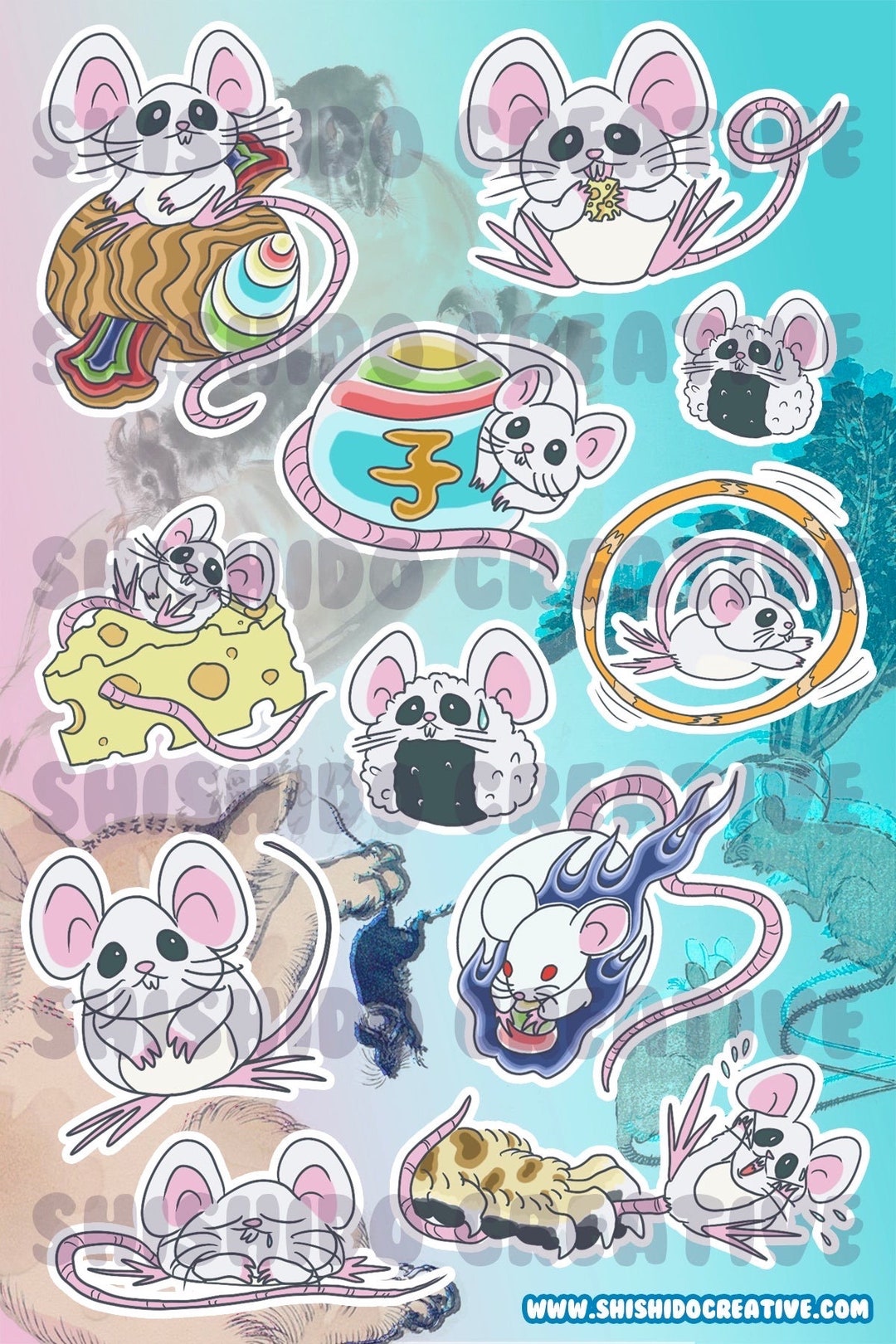 Japanese Chu Rascal Sticker Bujo Sticker Sheet • Japanese OC Chusuke • Rat Mouse Nezumi • Planner ...