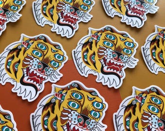 All Seeing Eyes • Traditioneller Indianer Tattoo Blitz Tiger König • Vinyl Sticker