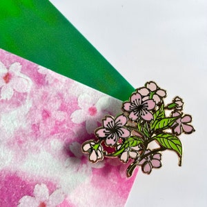 Sakura Branch • Elegant Japanese Cherry Blossom Flower • Enamel Pin