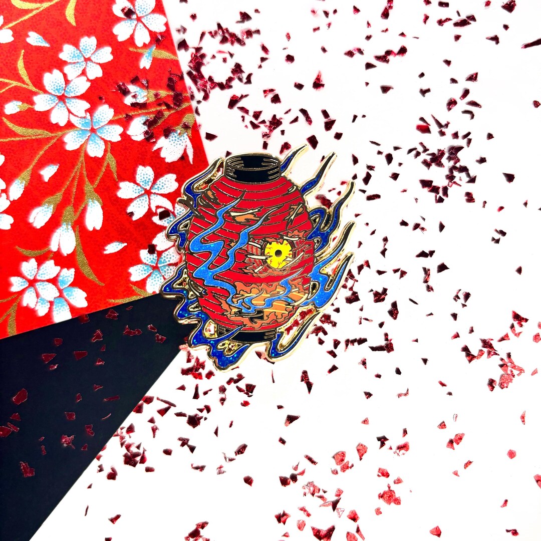 Chochin Lantern Yokai Pin • Japanese Folklore Monster Creature • RED ...