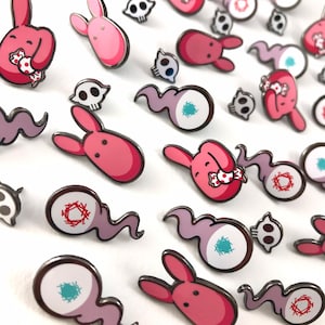 Toilet-Bound Hanako-kun Toire no Yurei  • Japanese Kawaii Pink Yokai Bunny Hitodama Skull • Enamel Pins