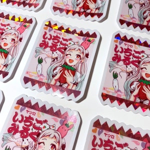 Toiletgebonden Hanako Kun Yashiro Nene • Holografische vinylsticker prisma van 3 inch • Ichigo Strawberry Candy Anime-manga