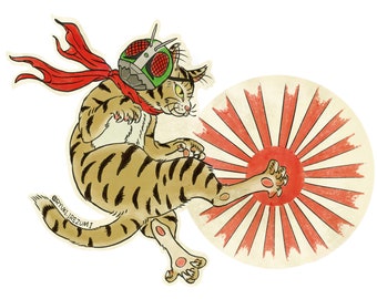 4" Kamen Nyaida Japanese Anime Cat • Cool Waterproof Sticker