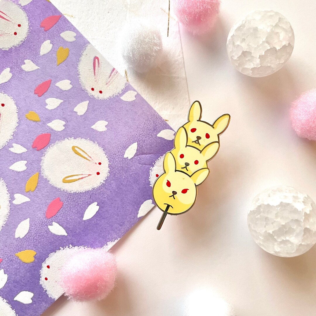 Bunny Dango Enamel Pin Kawaii Rabbit Japanese Traditional Wagashi Mochi