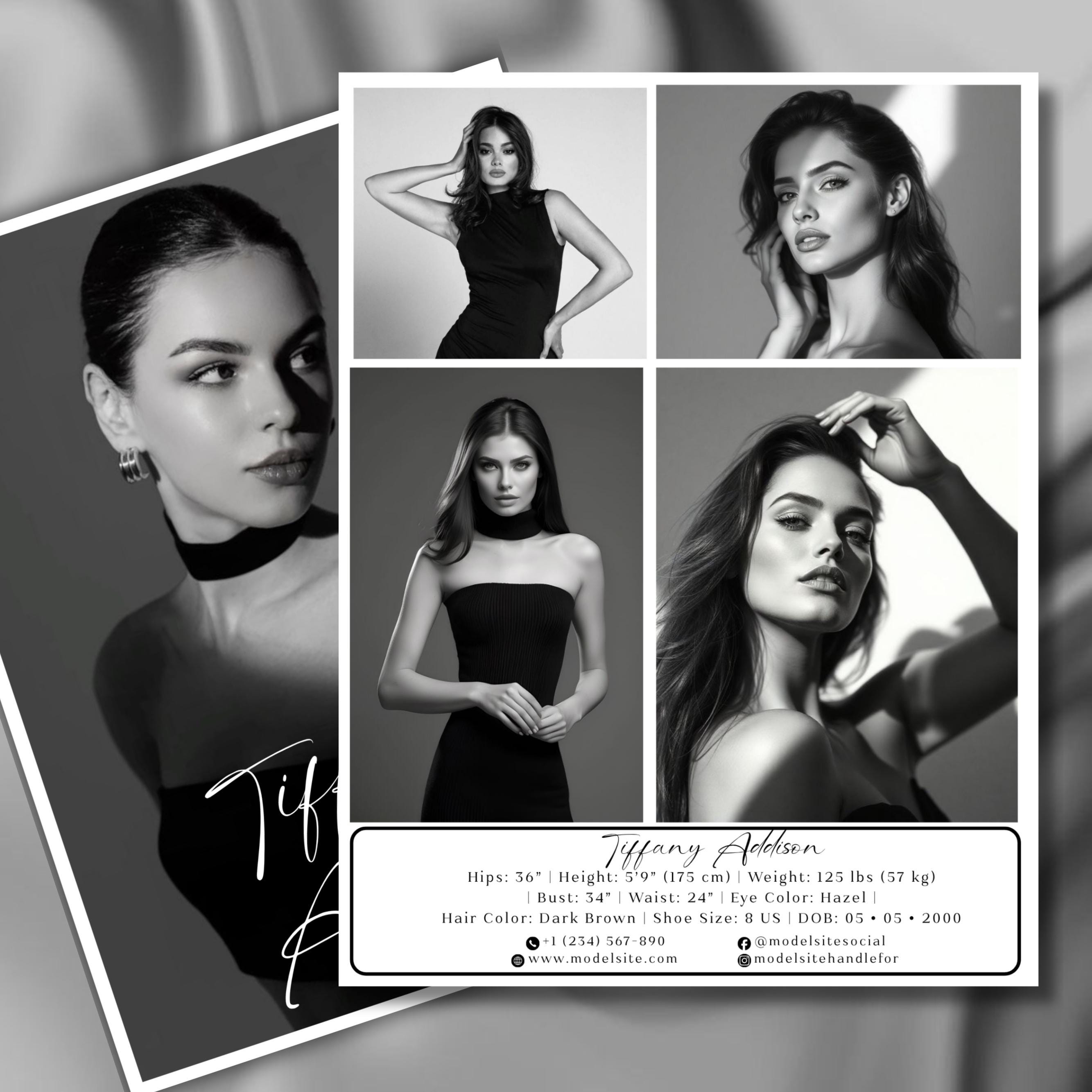 Comp Card, Model Comp Card Template, Zed Card for Models, Editable ...