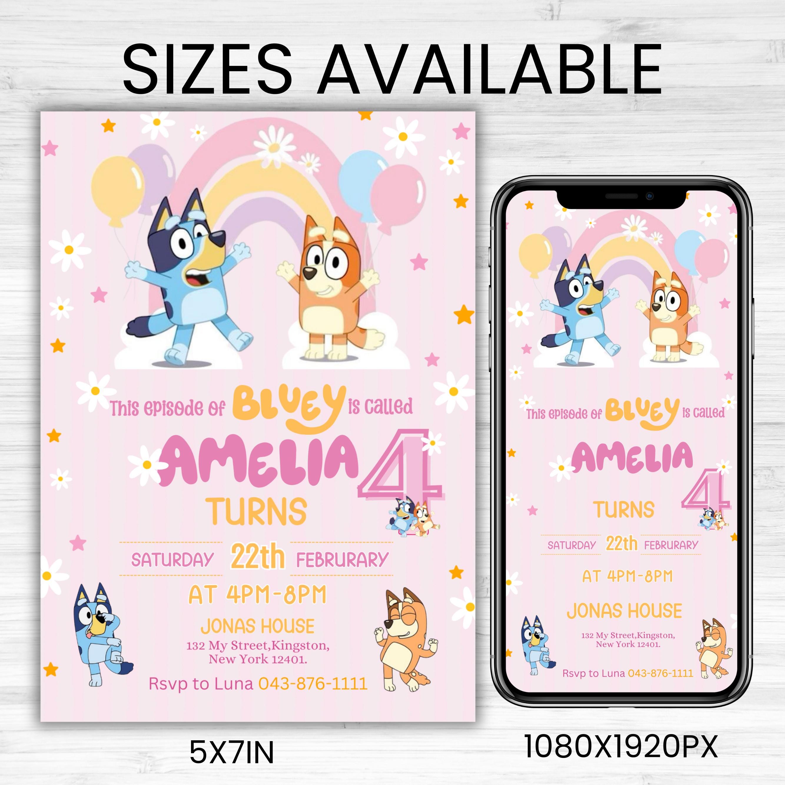 Bluey Birthday Invitation - Canva Editable