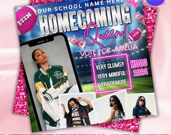Homecoming Queen Flyer, Homecoming King Flyer, HOCO Campaign Flyer, Vote Homecoming Template, Canva Editable