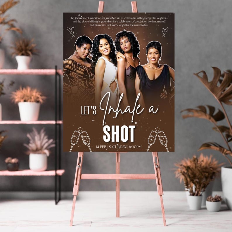 Waiting to Exhale Welcome Sign Poster, Cardboard Sign, 90’s Theme Girls Night, DIY Text, Instant Download