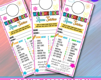 Teacher Appreciation Door Hanger, Editable Room Service Template, Teacher Gift Tag, Digital Download, School Staff Gift, Canva Editable