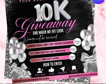 DIY Giveaway Flyer, Lash Giveaway Flyer, Gewinnspiel Flyer Vorlage, Roulette Giveaway Flyer, Geschenk Flyer, Haar Flyer, Sofort Download