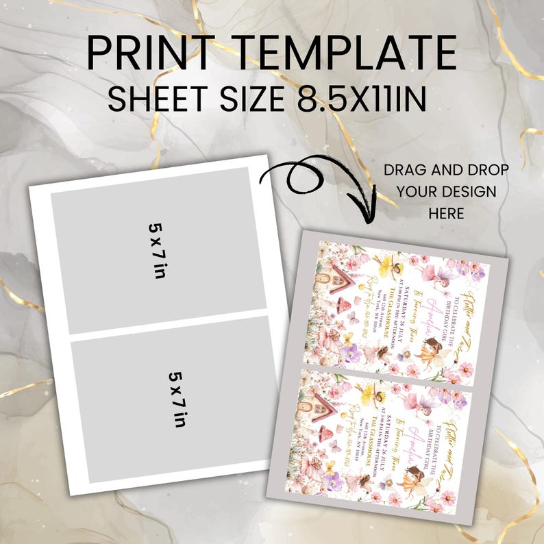 Editable Fairy Birthday Invitation Template Enchanted Whimsical Garden Forest Girl Invite Floral Magical Princess Party, Canva Editable