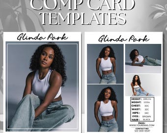 Model Comp Card Template, Zed Card for Models, Model Portfolio Card, Modeling Business Card, Fashion Model Template, DIY In Canva