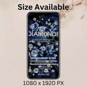 Digital Denim & Diamonds Invitation, Animated Birthday Dinner Party Invite, Cowgirl Denim Event Evite, Ecard, Canva Editable