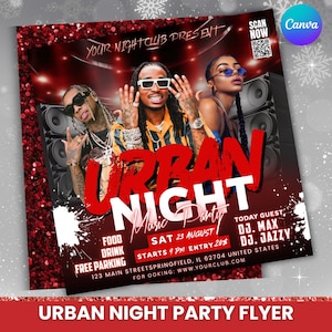 Urban Party Flyer, Club Party Flyer, Mega DJ Music Event Flyer, DJ Night Party Flyer, Friday Urban Party Flyer, Party Flyer, Canva Editable