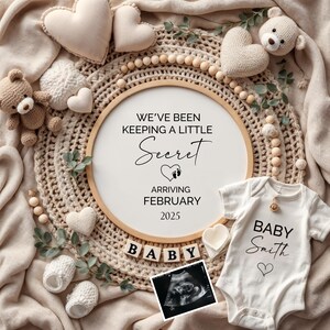 Pregnancy Announcement Template, Digital Pregnancy Announcement, Baby Announcement, Editable Baby Announcement, Canva Editable